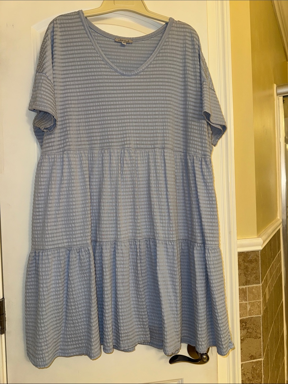 white birch Light Blue Tiered Mini Dress